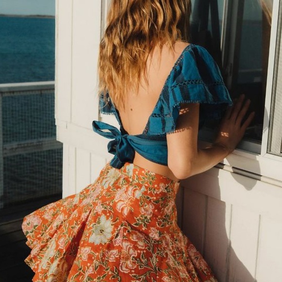 Free People Dresses & Skirts - Free People Island Orange Floral Mini Skirt 4